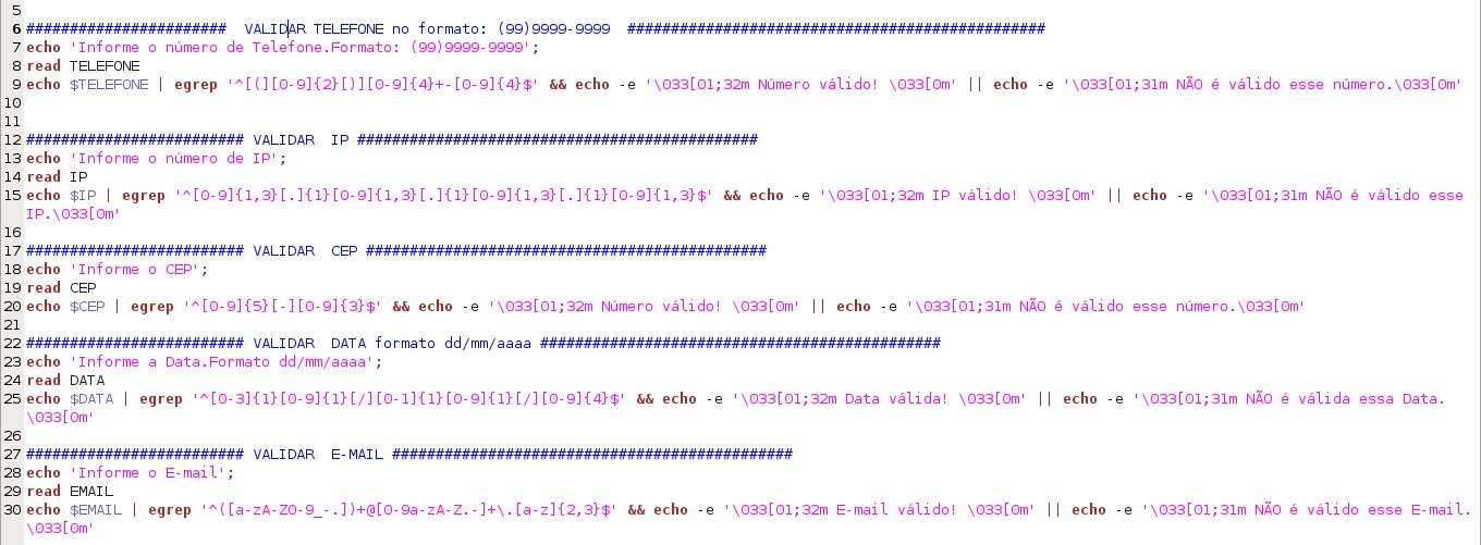 Shell Script validando com Expressões Regulares Shell Script validando com Expressões Regulares